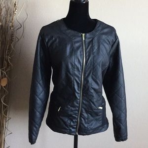Faux leather/ knit Jacket fully lined 1X